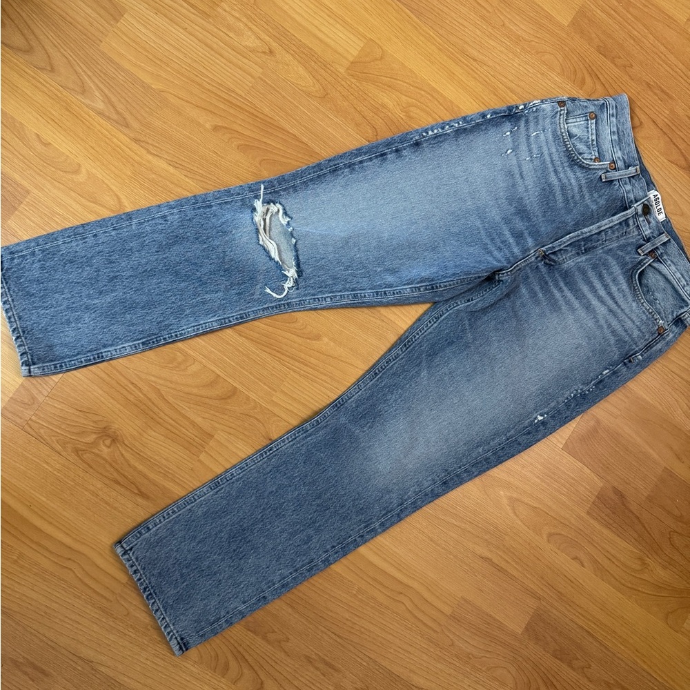 Agolde Riley High Rise Straight Crop Denim Jeans 27 - Picture 3 of 13